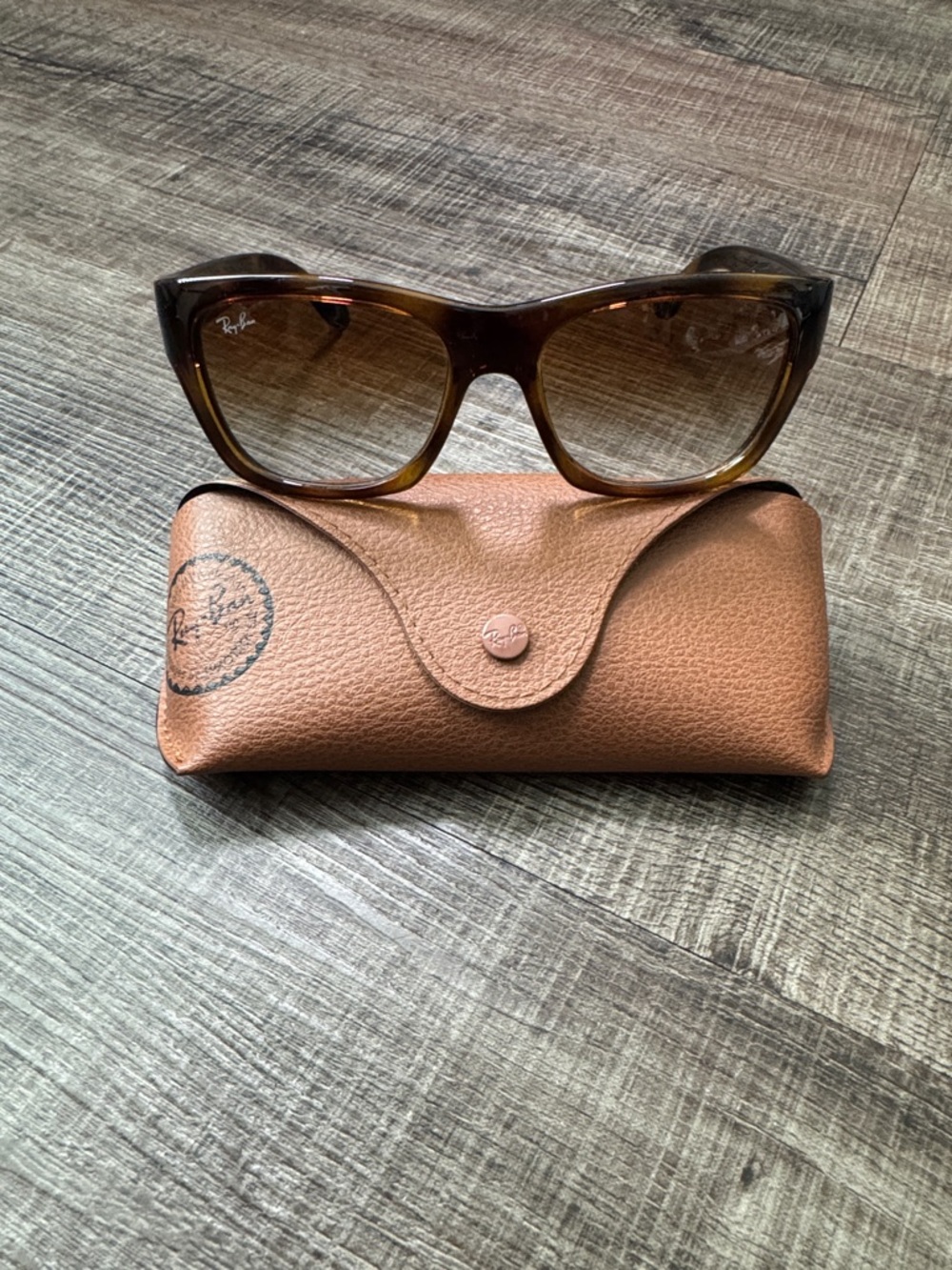 Ray-Ban Rb4194 Polished Light Havana/Brown Rectangle Sunglasses - Picture 1 of 12